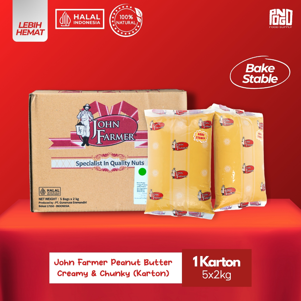 

KARTON - John Farmer Peanut Butter 2kg (5pcs) Creamy | Chunky | All Variant | Selai Kacang