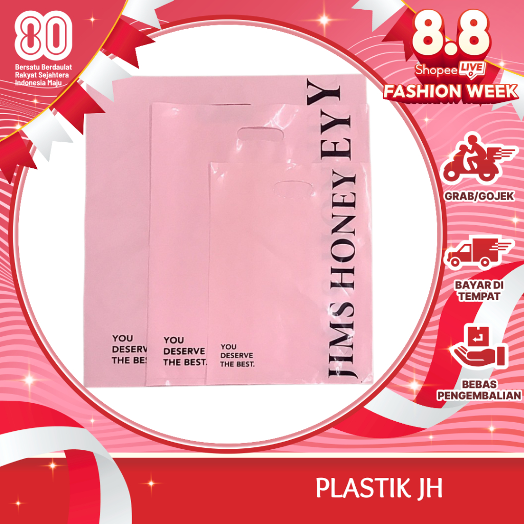 

JIMS HONEY PLASTIK KANTONG BELANJA KRESEK PINK SHOPPING BAG JIMSHONEY