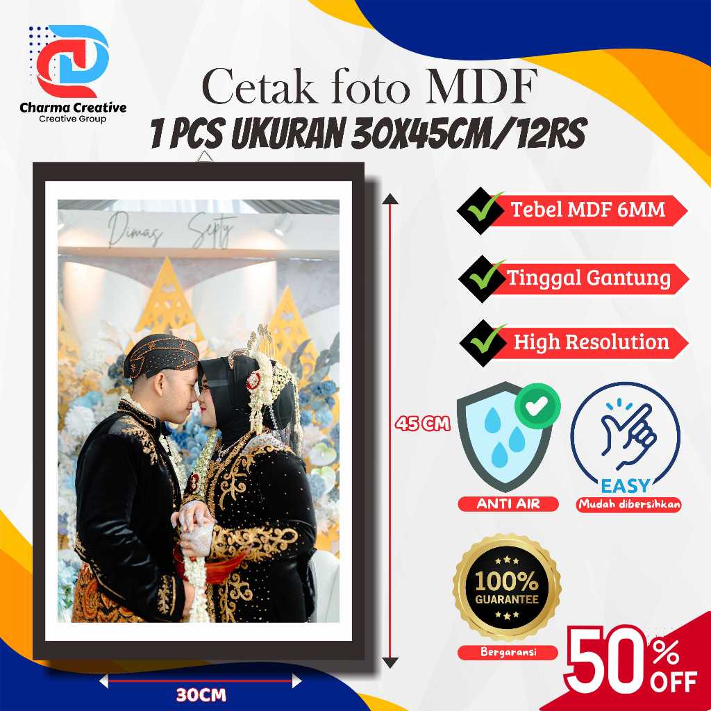 CETAK FOTO PAPAN MDF FRAME MINIMALIST UKURAN 30X45/12RS / CETAK FOTO VIRAL / CETAK FOTO PLUS BINGKAI