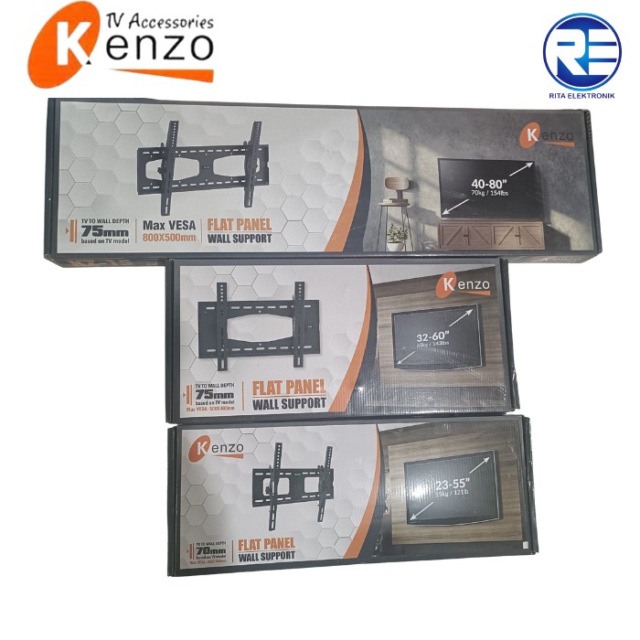 Kenzo Braket TV Original Ukuran 23 Inchi - 80 Inchi Bisa Atur Atas Bawah