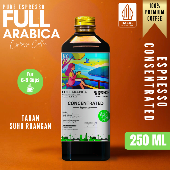 

Espresso cair Full Arabika 250ML kopi konsentrat Concentrated | kopi konsentrat | Halal indonesia | Aceh gayo | Kopi susu | Medium dark - Kiyowo Coffee