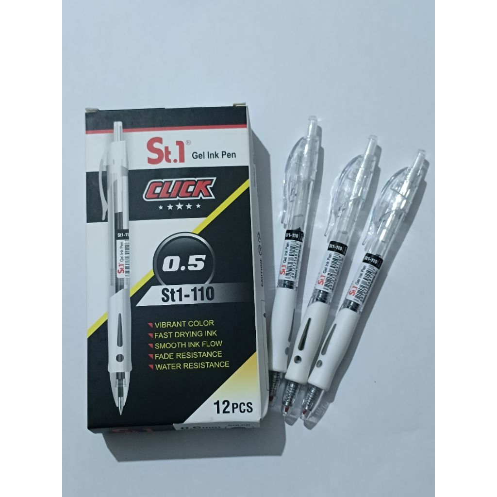 

(1LUSIN) GEL PEN ST1-110 CETEKAN 0.5 MM TINTA WARNA HITAM