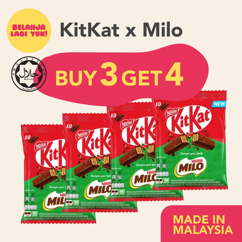 

KIT KAT Milk Chocolate MILO / Coklat KitKat IMPORT MALAYSIA (12pcs)