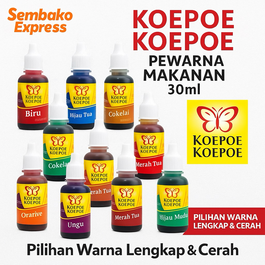 

Koepoe Koepoe Pewarna Makanan 30ml – Pilihan Warna Lengkap & Cerah