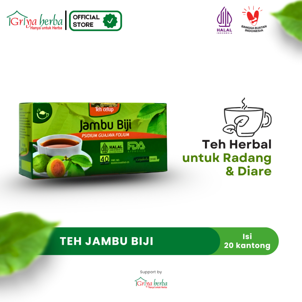 

Teh herbal jambu biji griya herba isi 20 kantong teh celup membantu Untuk meredakan Diare Dan Lambung