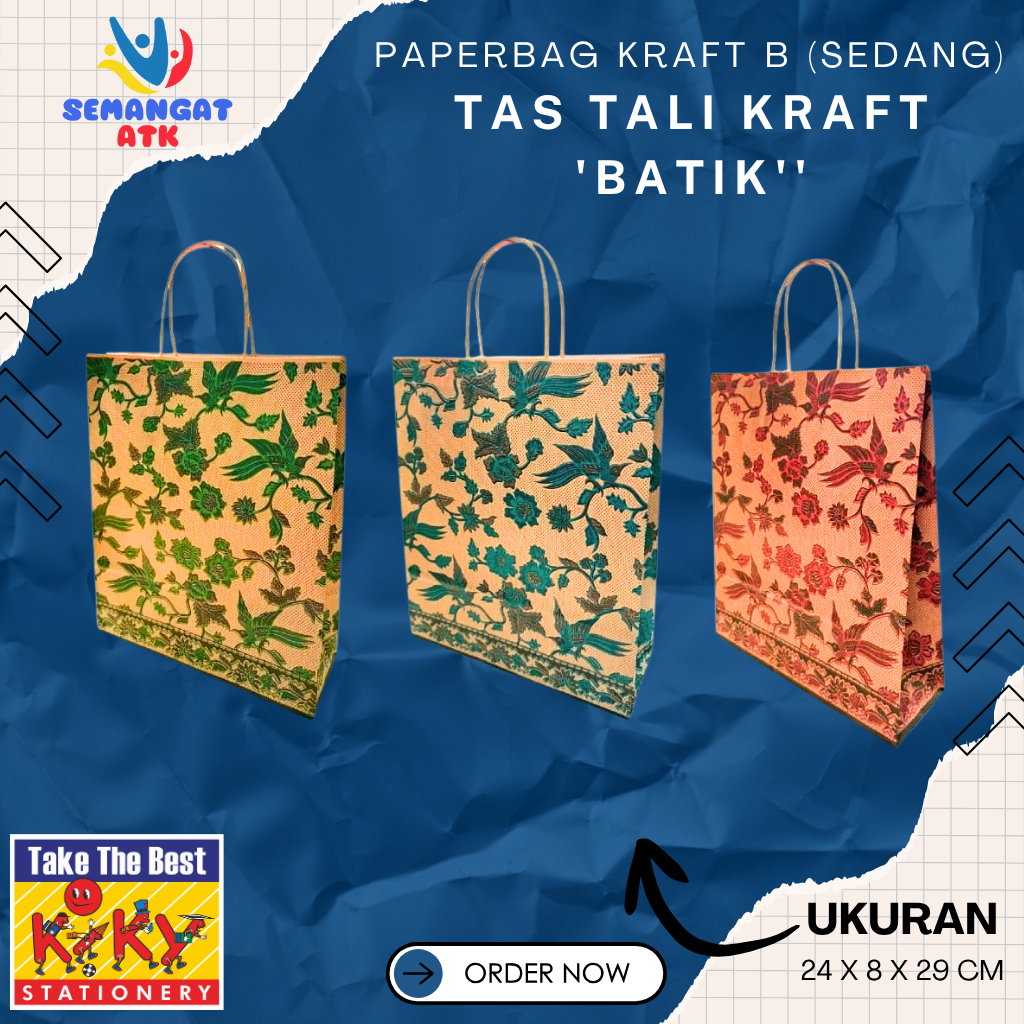 

Paperbag Kraft "BATIK" Ukuran B (Sedang) Merk OKEY