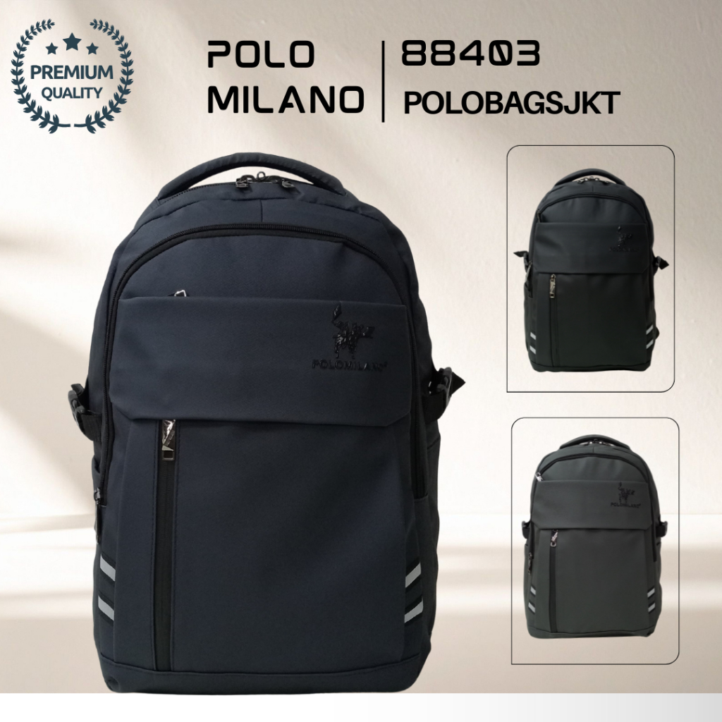 Ransel Pria Polo Milano 88403-18 Inch, Ransel Laptop / Travel / Kerja / Kuliah / Tahan air / Import