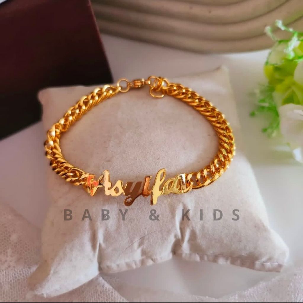 Gelang Nama Titanium Anak/Bayi Custom nama gelang rantai