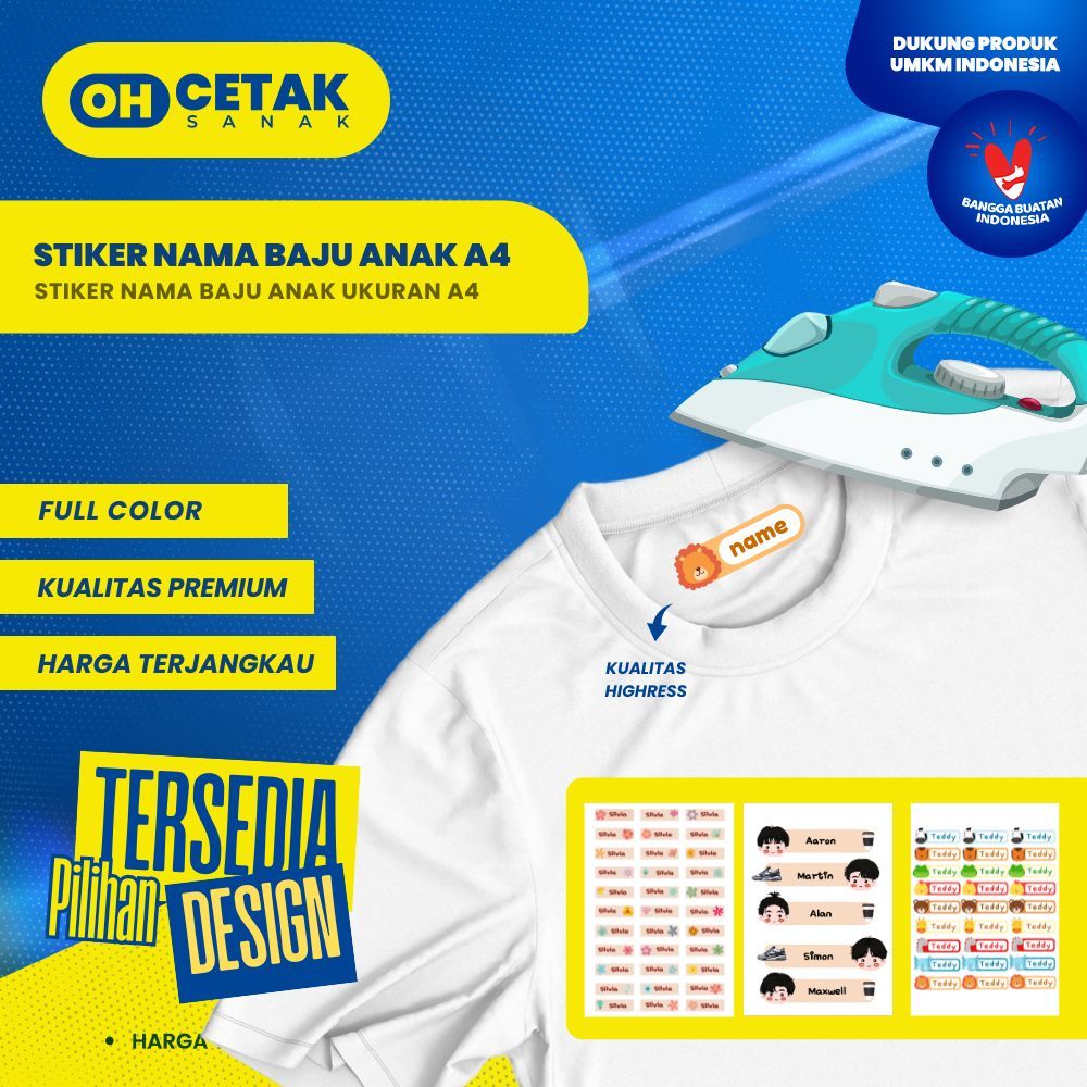 

Stiker A4 | Stiker Nama Baju Anak | Stiker Tempel Baju anak