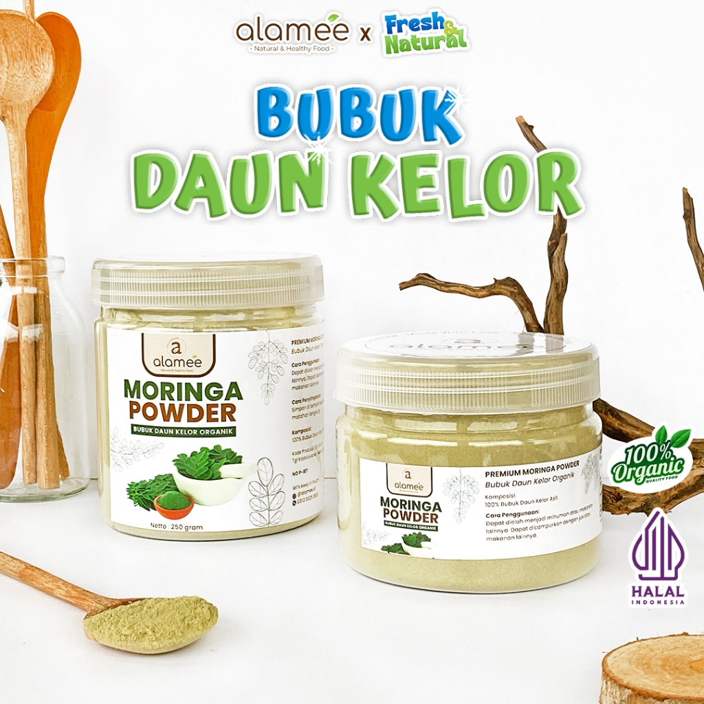 

ALAMEE Bubuk Minuman Daun Kelor Moringa Powder Serbuk Daun Kelor Herbal Tanpa Gula 250gr fresh and natural