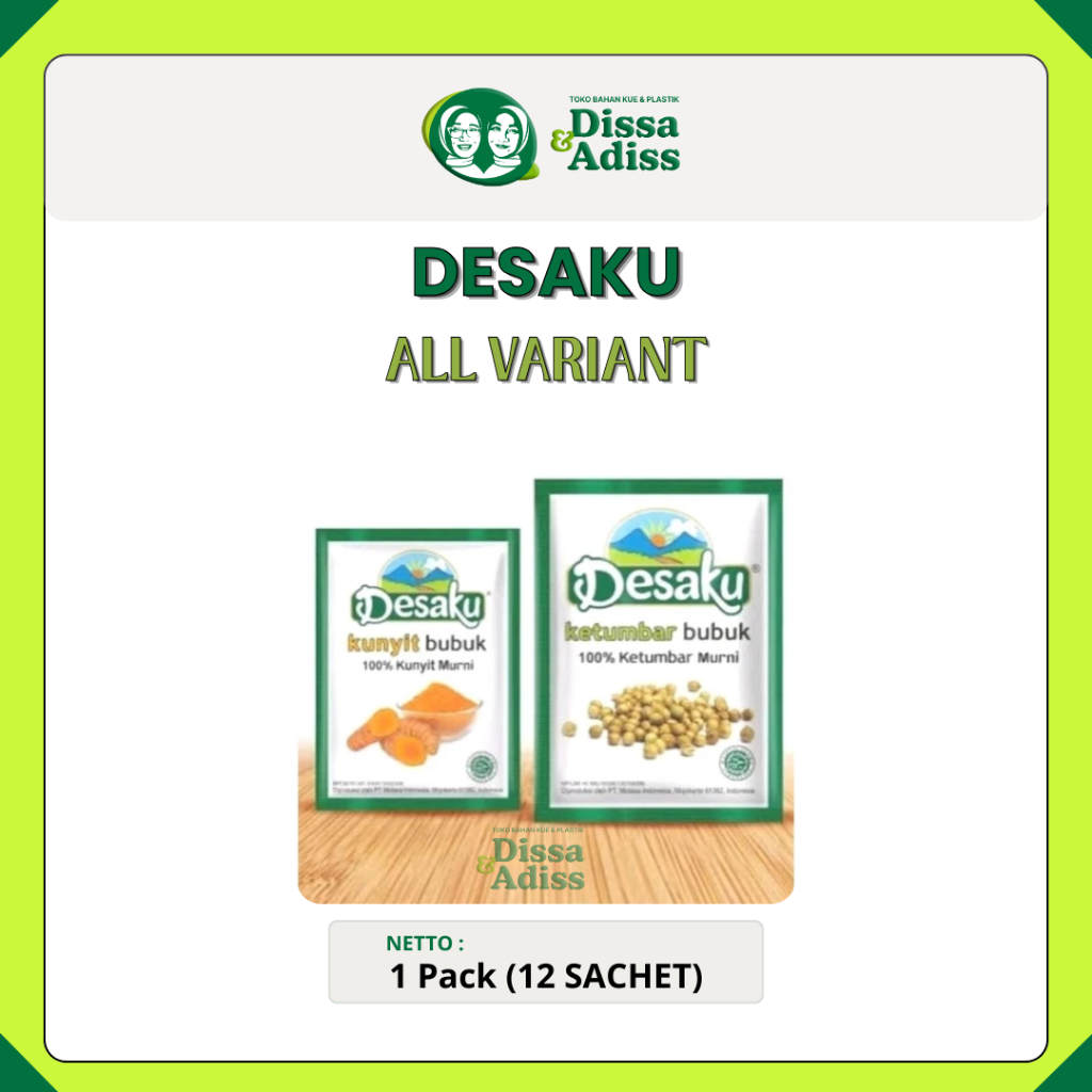 

Desaku Kunyit Bubuk 7,5g 1 Renceng 12pcs / Kunyit Bubuk Desaku | Tobaqdissa