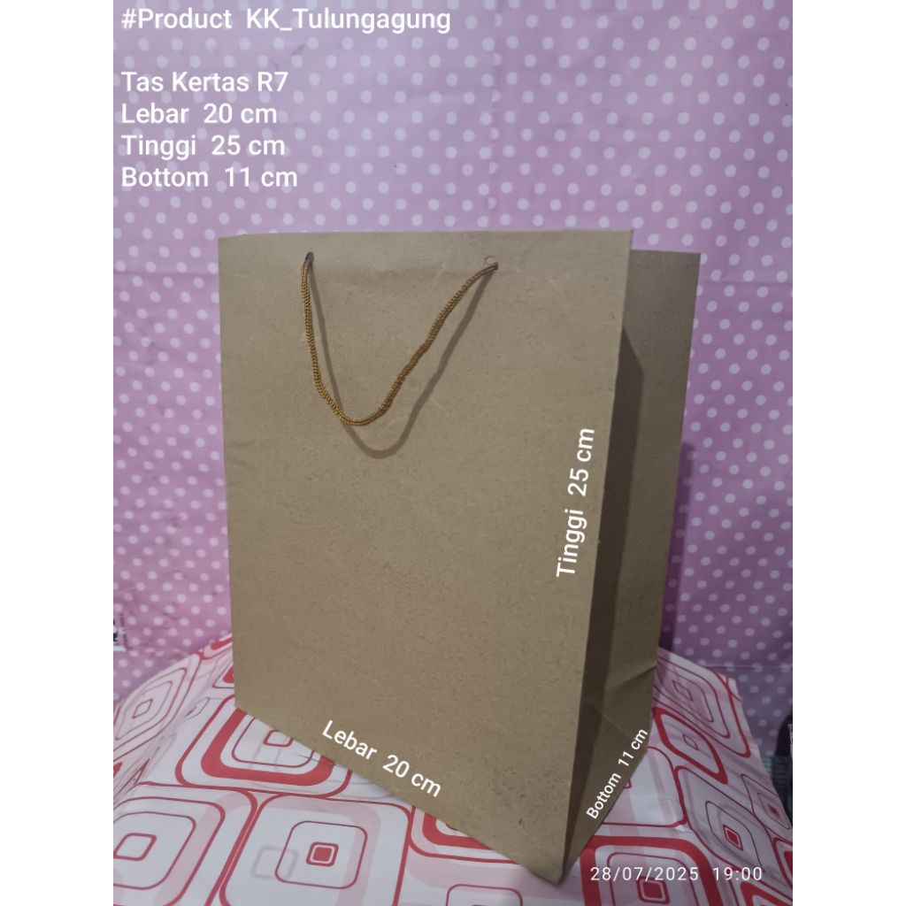 

Tas Kertas / paperbag R7 Polos Coklat 20x25x11