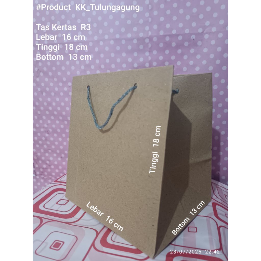 

Tas Kertas / Paperbag R3 PIA Polos Coklat 16x18x13