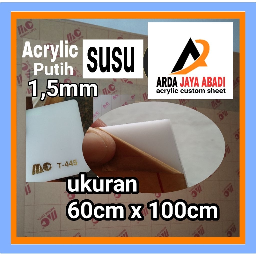 

akrilik 1,5mm putih susu 60 x 100 akrilik lembaran acrylik marga cipta
