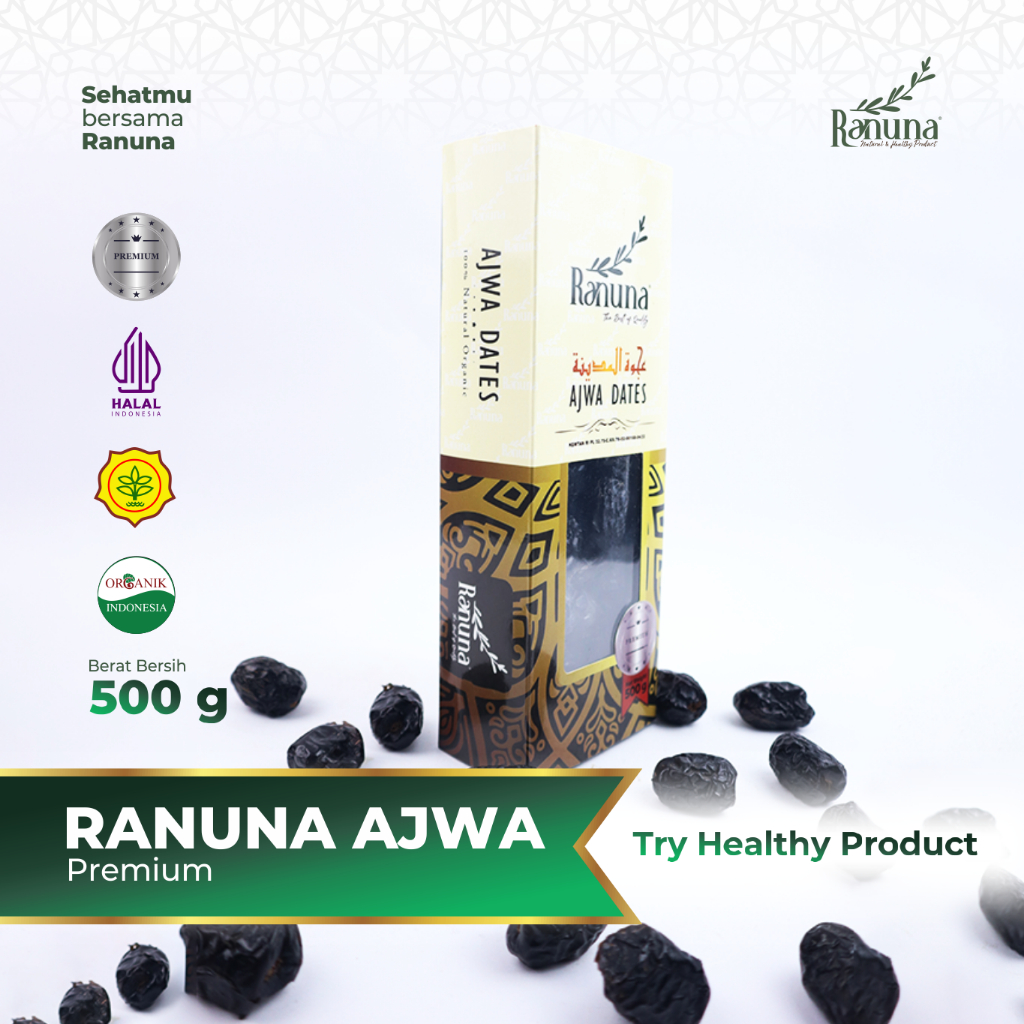 

Ranuna - Kurma Ajwa 500 Gram Premium Organic High Quality / Best Seller