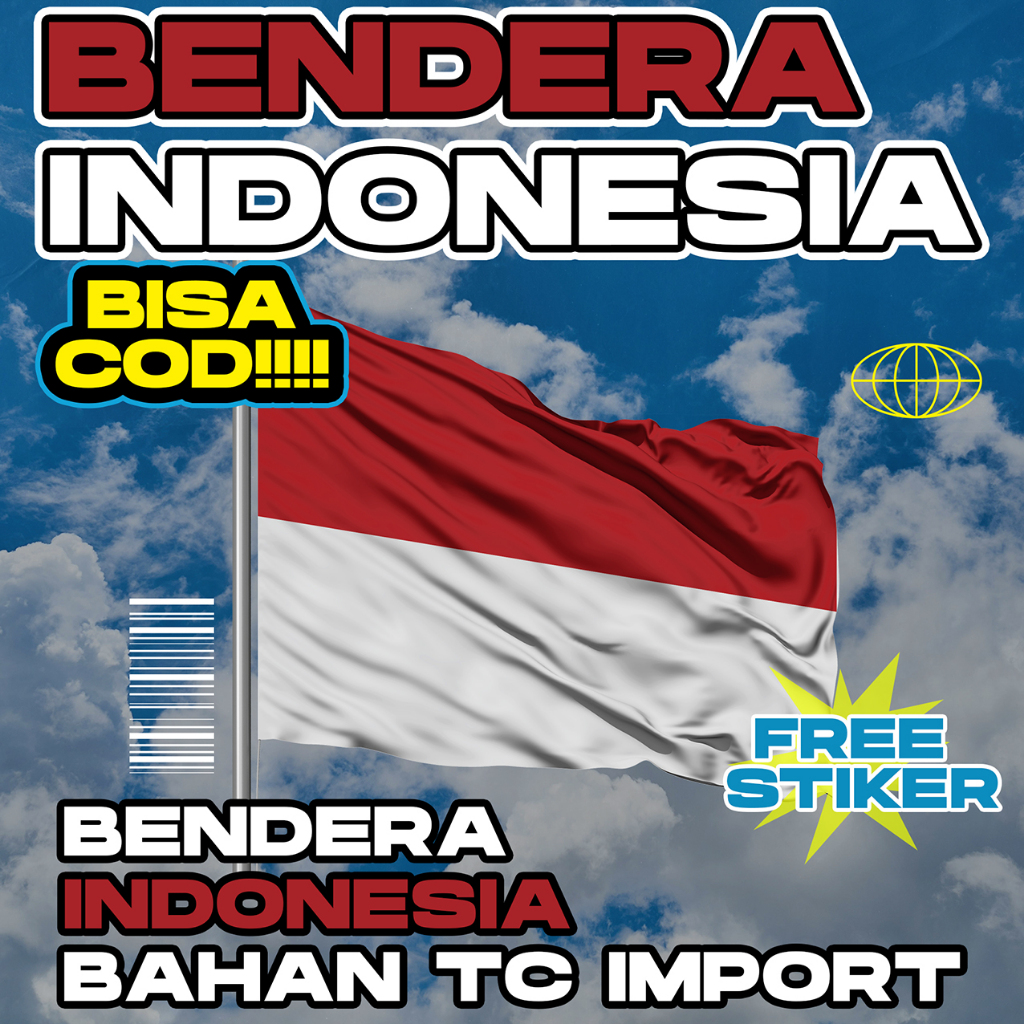 Bendera INDONESIA  | BAHAN TC IMPORT Kain