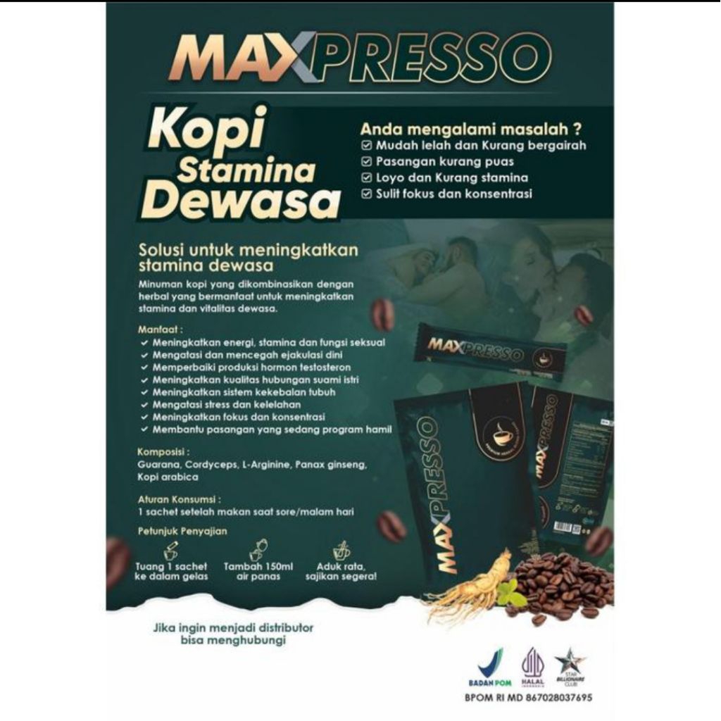 

kopi MAXPRESSO herbal ORI per 1 sachet