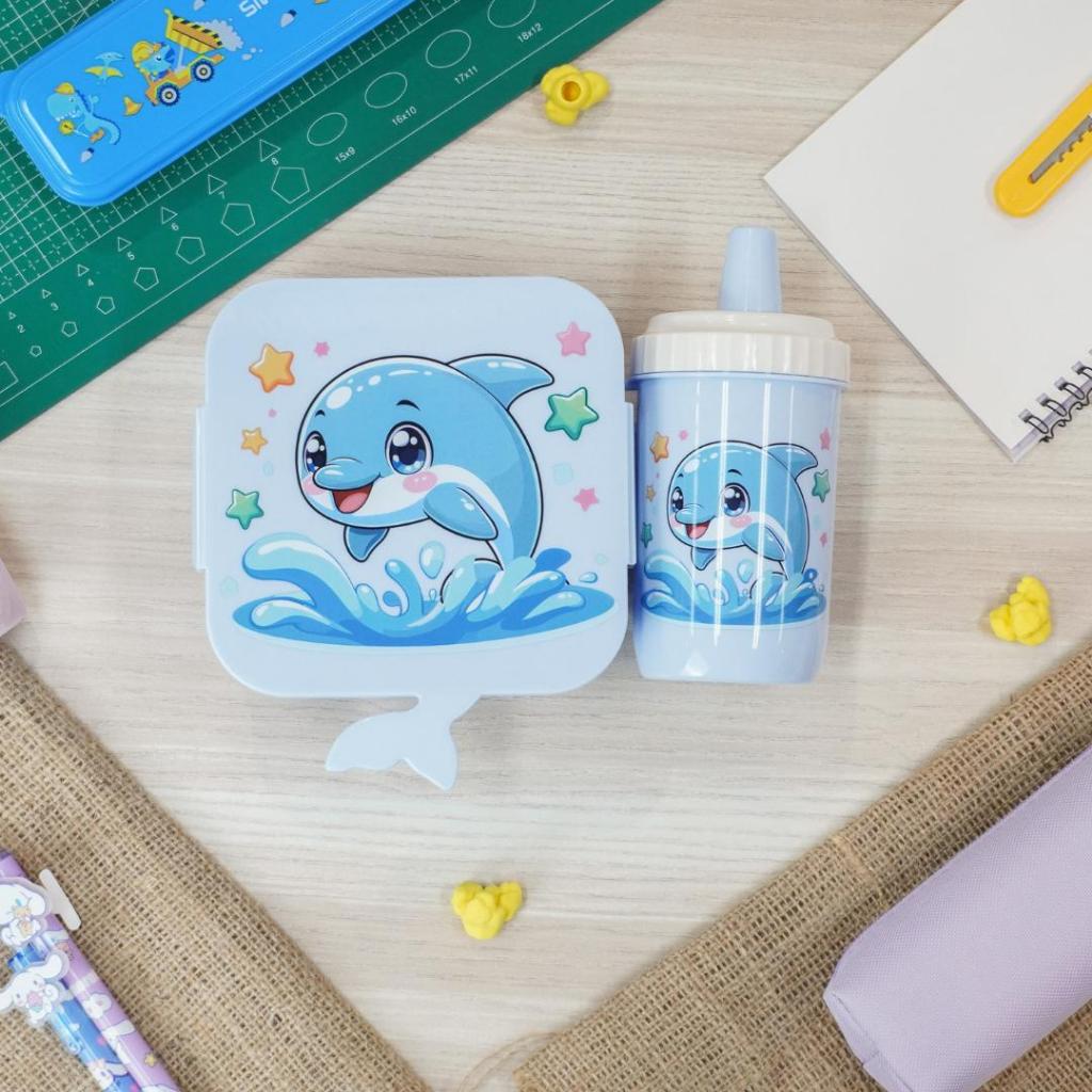 MOJIBOX -  LUNCH BOX + TUMBLER LUCU KARAKTER - LUNCH SET TEMPAT BEKAL DAN BOTOL MINUM