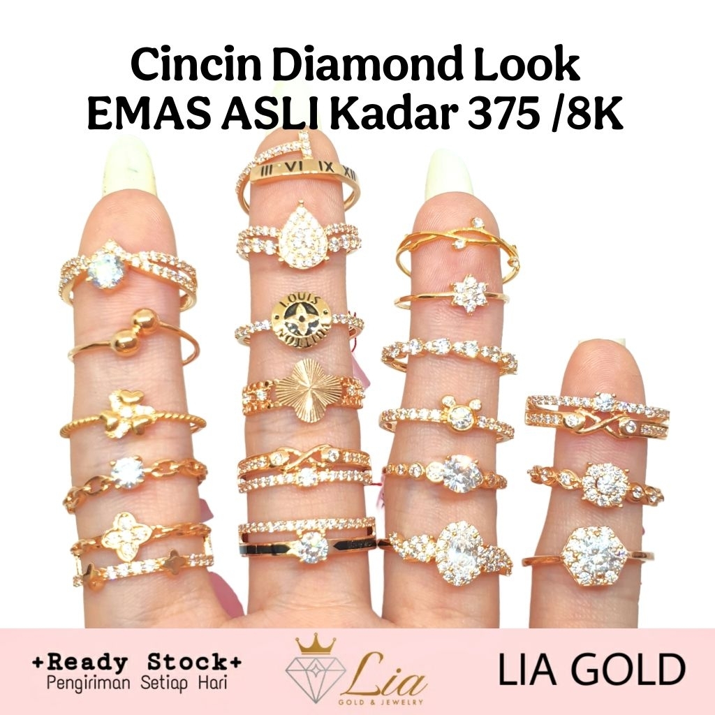 Cincin Cantik EMAS 300 & 375 Asli 100 % ER61 ( TOKO MAS LIA GOLD BEKASI )