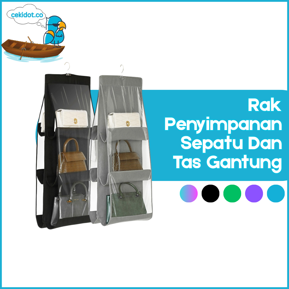 HL0064 Rak Penyimpanan Sepatu Dan Tas Gantung Bag Organizer Plastik Murah Y1086