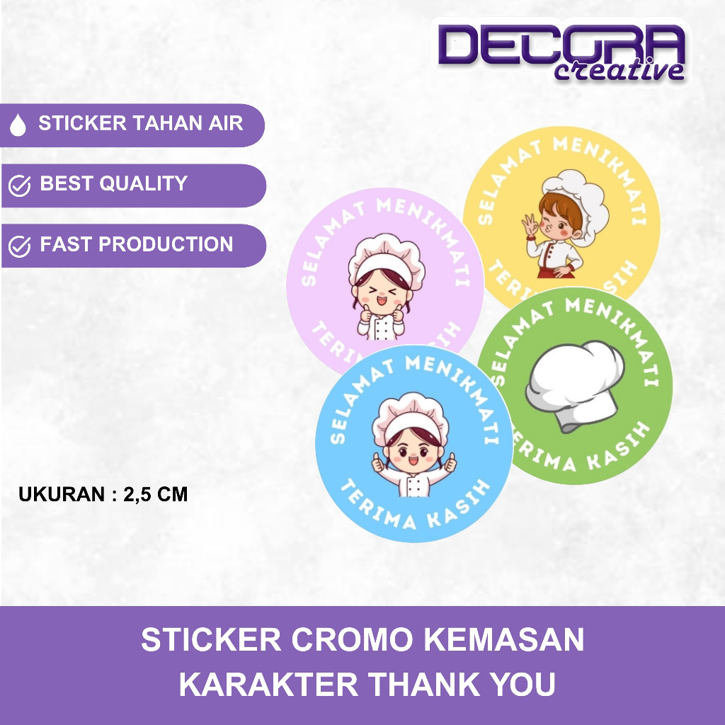 

(100 PCS) STICKER THANK YOU | STICKER KEMASAN TERIMA KASIH | STICKER SELAMAT MENIKMATI CHEF KOKI MAKANAN