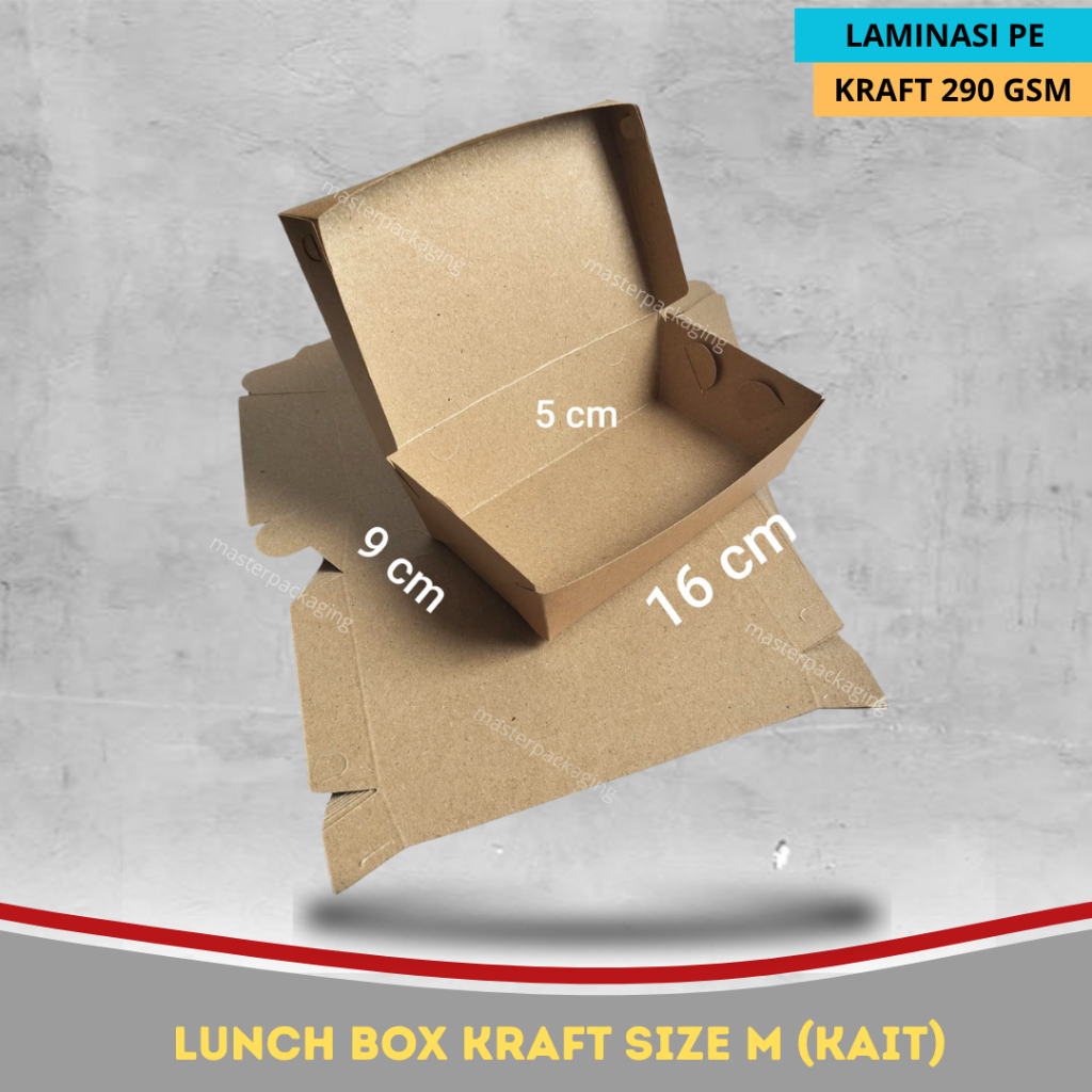 LUNCH BOX TRAY PAPER BOX TAKEWAY KRAFT KAIT SIZE M KOTAK MAKAN KOTAK NASI AYAM GEPREK POLOS SIZE M