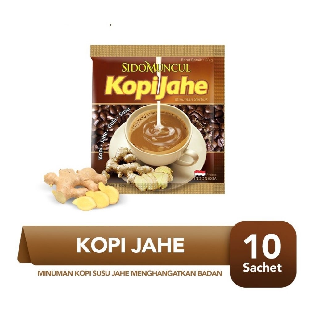 

SIDOMUNCUL KOPI JAHE NETTO 1 RENCENG ISI 10 PCS X 28 GR Minuman Drink