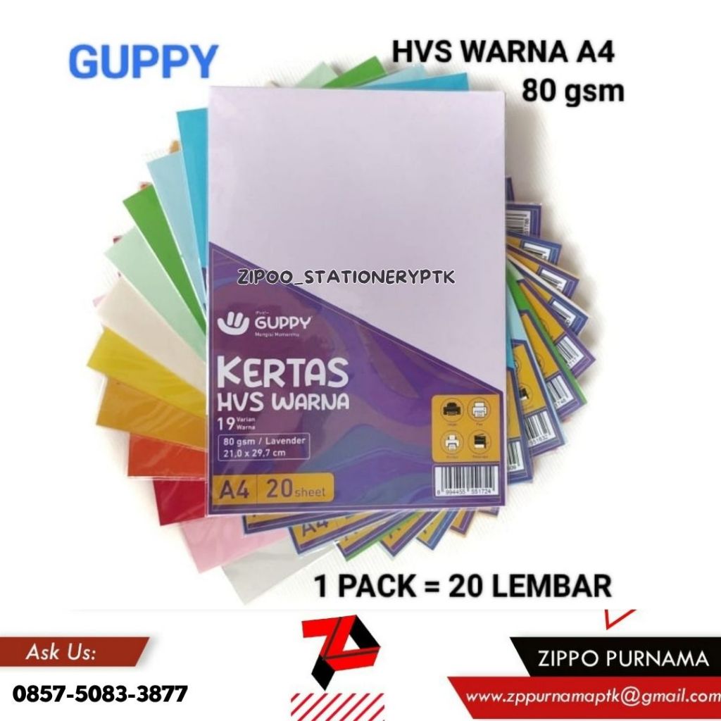 

Kertas HVS Warna A4 bolak balik per Pack (isi 20 lembar)