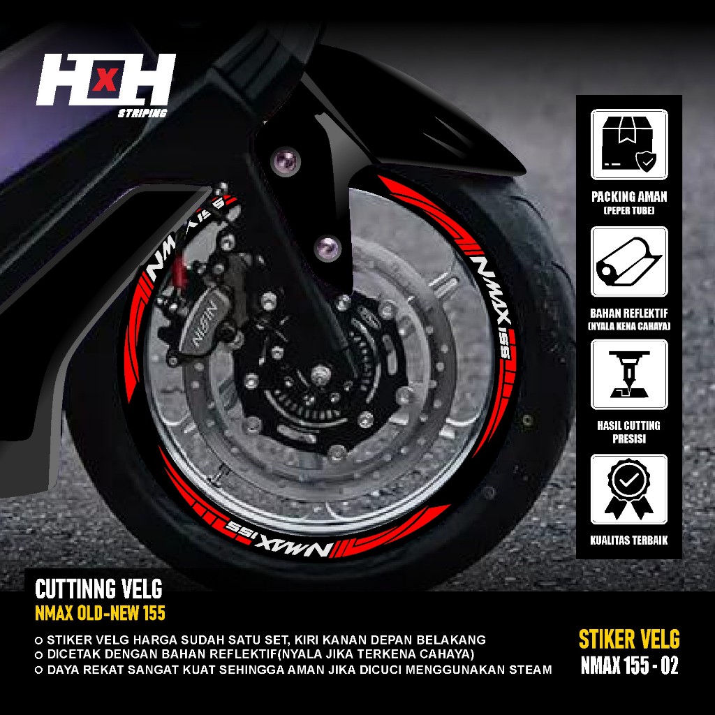 (COD) Cutting Sticker Velg yamaha Nmax 155 turbo connected Stiker Lis Variasi Ban velk nyala 02