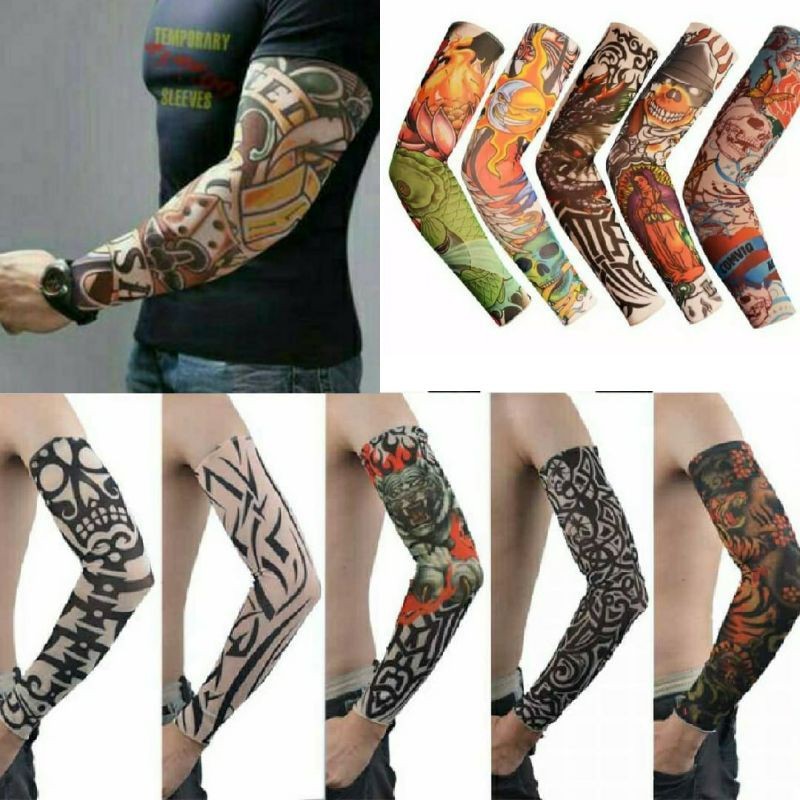 3 Pasang Manset Tangan Lengan Panjang Pria Dewasa Motif Tato Sleeve