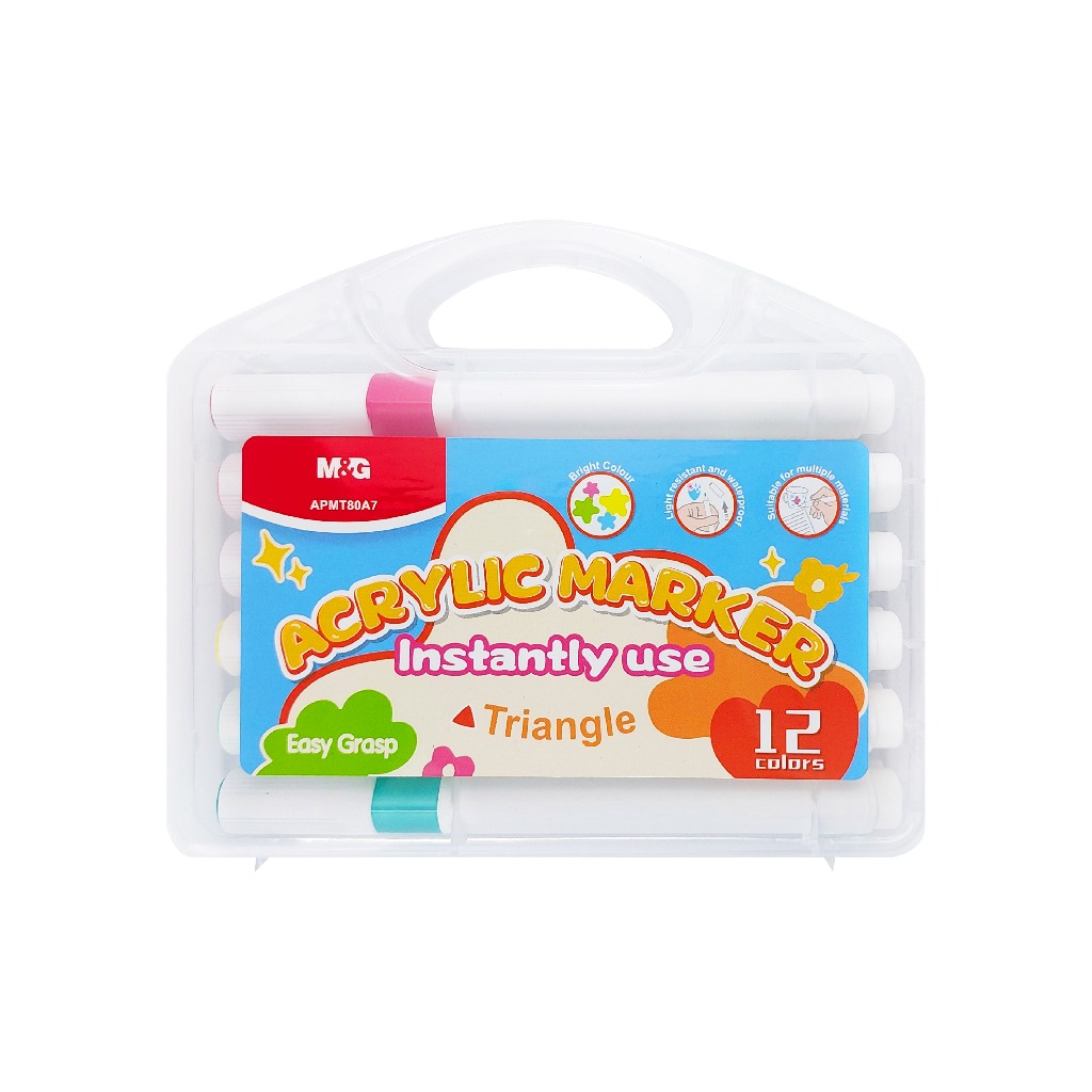 

Acrylic Marker Instantly Use M&G #APMT80A7 Spidol Akrilik Permanen Triangle 12 Warna / Acrilic Marker