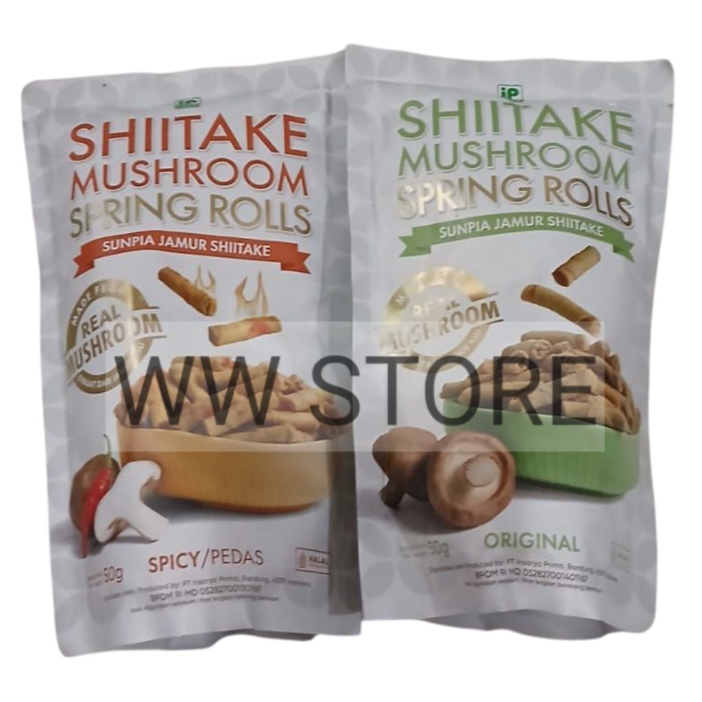 

Cemilan snek makanan ringan sunpia jamur shitake rasa asli pedas halal MUI iP FARM Spicy / Original SHIITAKE MUSHROOM SPRING ROLLS 50g