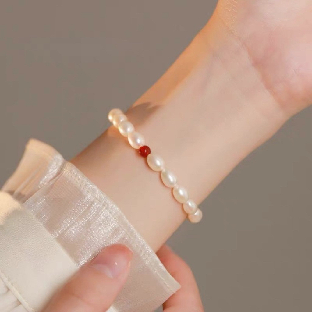 Gelang Mutiara Air Tawar Oval 4-5mm Gelang Mutiara Baby Cantik Anak Dewasa Bangle Pearl Wanita Cewek
