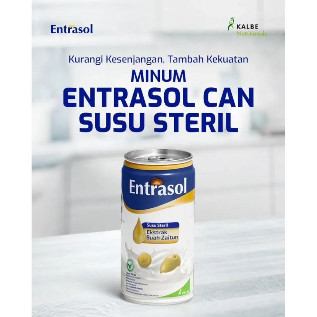 

Entrasol Can Susu Steril 180ml (Ekstrak Buah Zaitun) – Susu Siap Minum Rendah Lemak & Gula