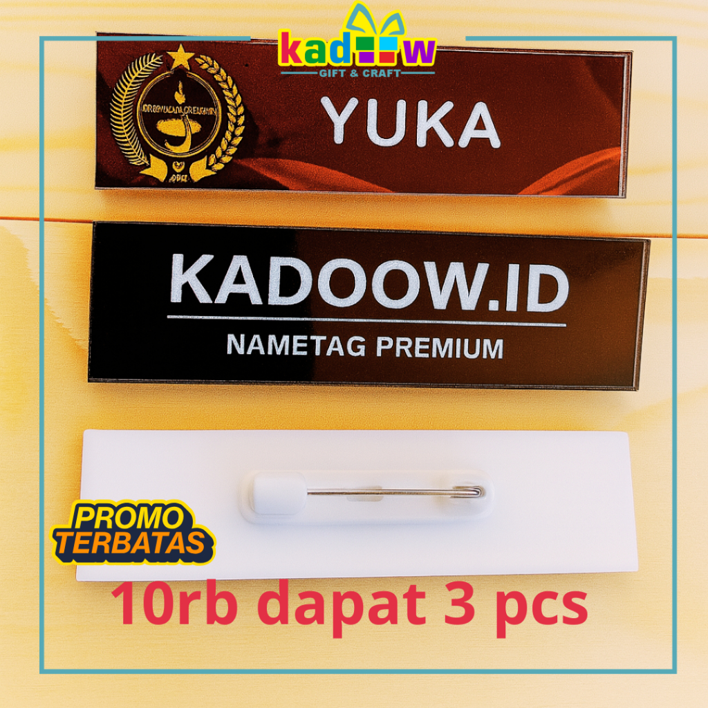 

Name Tag Custom Tanpa Resin | Papan Nama Dada | Untuk Event | Nametag Magnet - Peniti