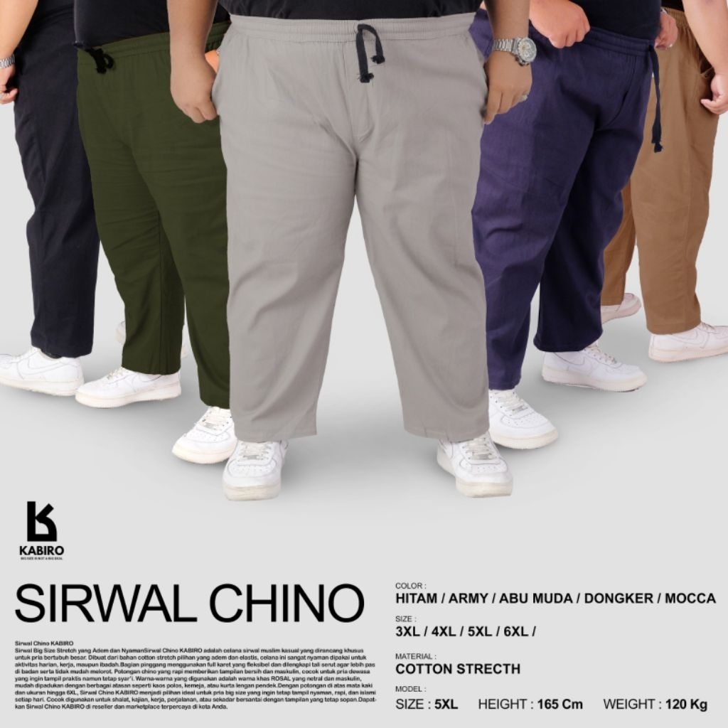 Sirwal Chino KABIRO | Celana Sirwal Pria Panjang UKURAN JUMBO | Celana Sirwal Pria Bahan Katun Adem