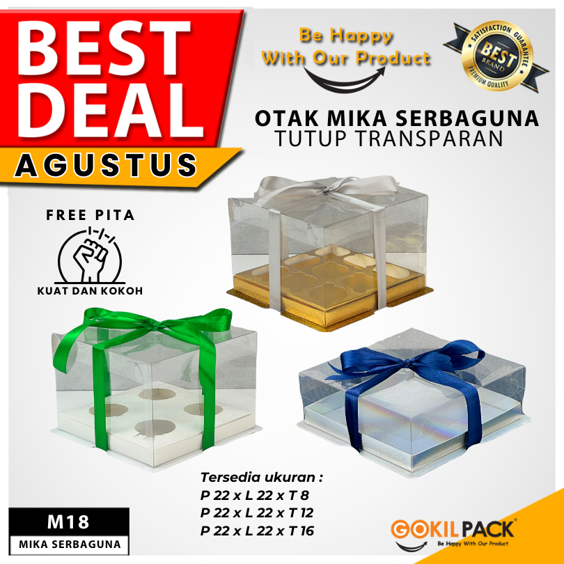 

Box Mika / Kotak Kue Mika / Box Cupcake + Tatakan / Packaging Mika 22x22 /M18