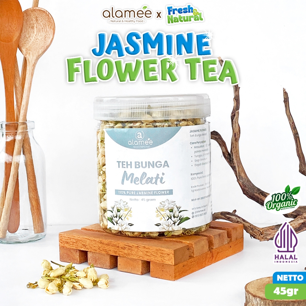

ALAMEE Teh Bunga Jasmine Tea Flower Melati Organik Jasmin Herbal Kering Dried 45g fresh and natural