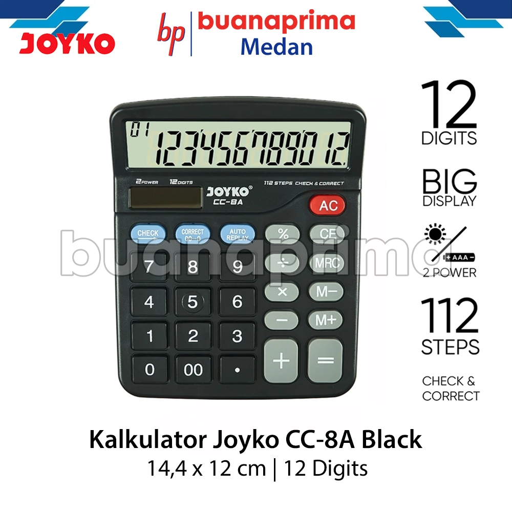 

Kalkulator JOYKO CC-8A BLACK 12 Digits Check Correct Calculator Calkulator