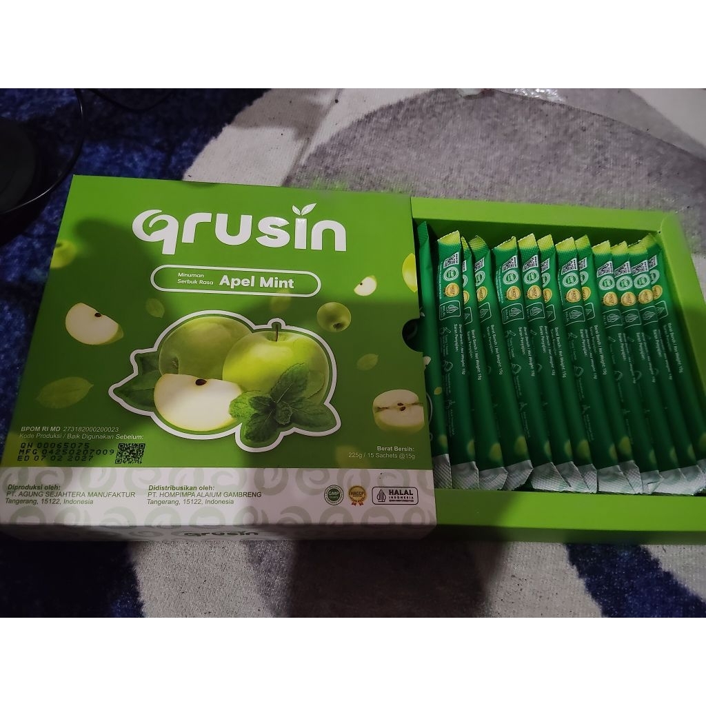 

qrusin minuman serbuk rasa apel mint isi 14 sachet