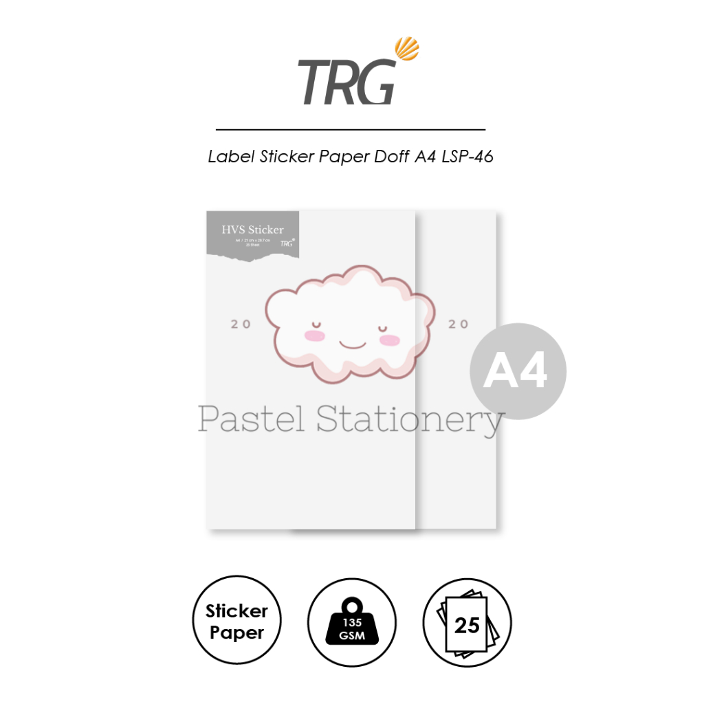 

TRG Label Sticker Paper LSP-46 - Kertas Stiker HVS Putih Doff A4 1 Pak Isi 25 Lembar TRG
