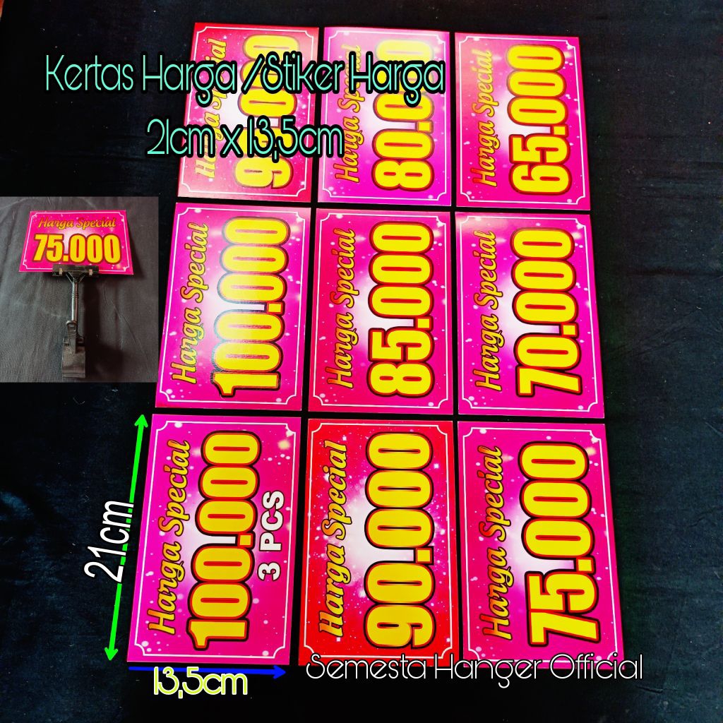 

Kertas Harga/Stiker Harga 65000,70000,75000,80000,85000,90000,95000,100000,100000/3pcs panjang 21cm x lebar 13,5cm tebal 0,8mm