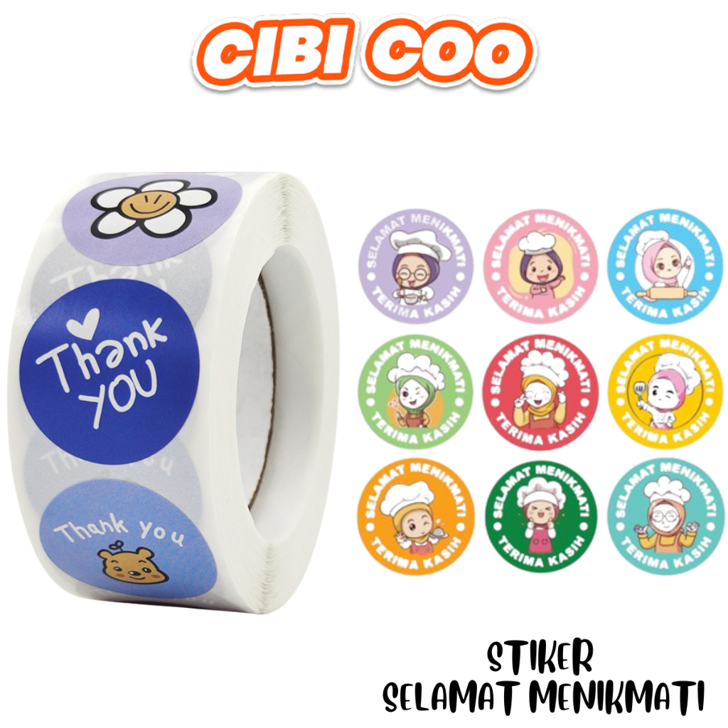 

CIBICOO STICKER JUALAN THANK YOU 500 LABEL STIKER TERIMA KASIH MOTIF BERANEKA RAGAM CANTIK