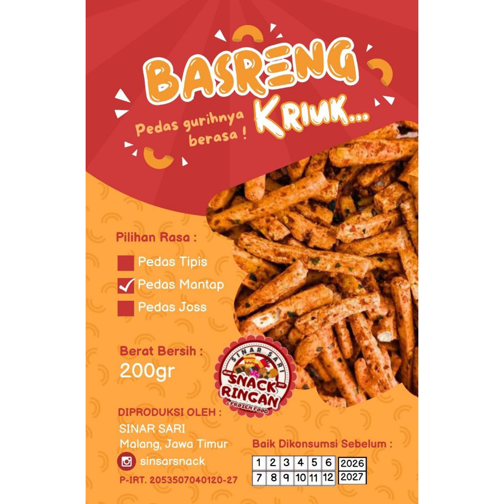 

Basreng Pedas Gurih Daun Jeruk / Basreng Pedas Asin Daun Jeruk