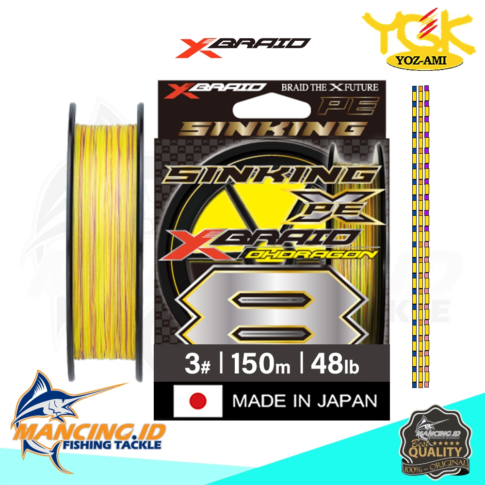 YGK X-Braid OHDRAGON X8 Sinking 150M Alat Pancing Senar Pancing PE XBRAID