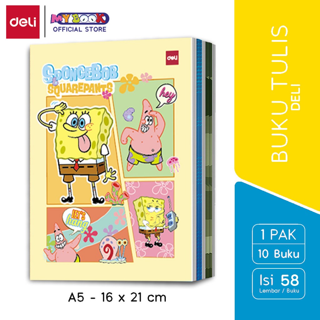 

Deli Buku Tulis Sekolah A5 58 Lembar Spongebob 2 [1 Pak - 10 Buku]