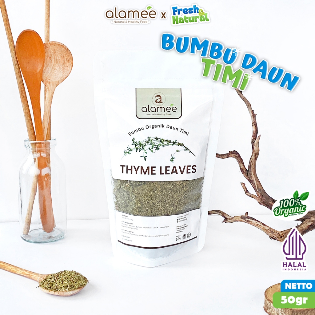 

ALAMEE Thyme Kering Daun Timi Bumbu Dapur Organik Garnish Dried Leaves Murni 50 fresh and natural