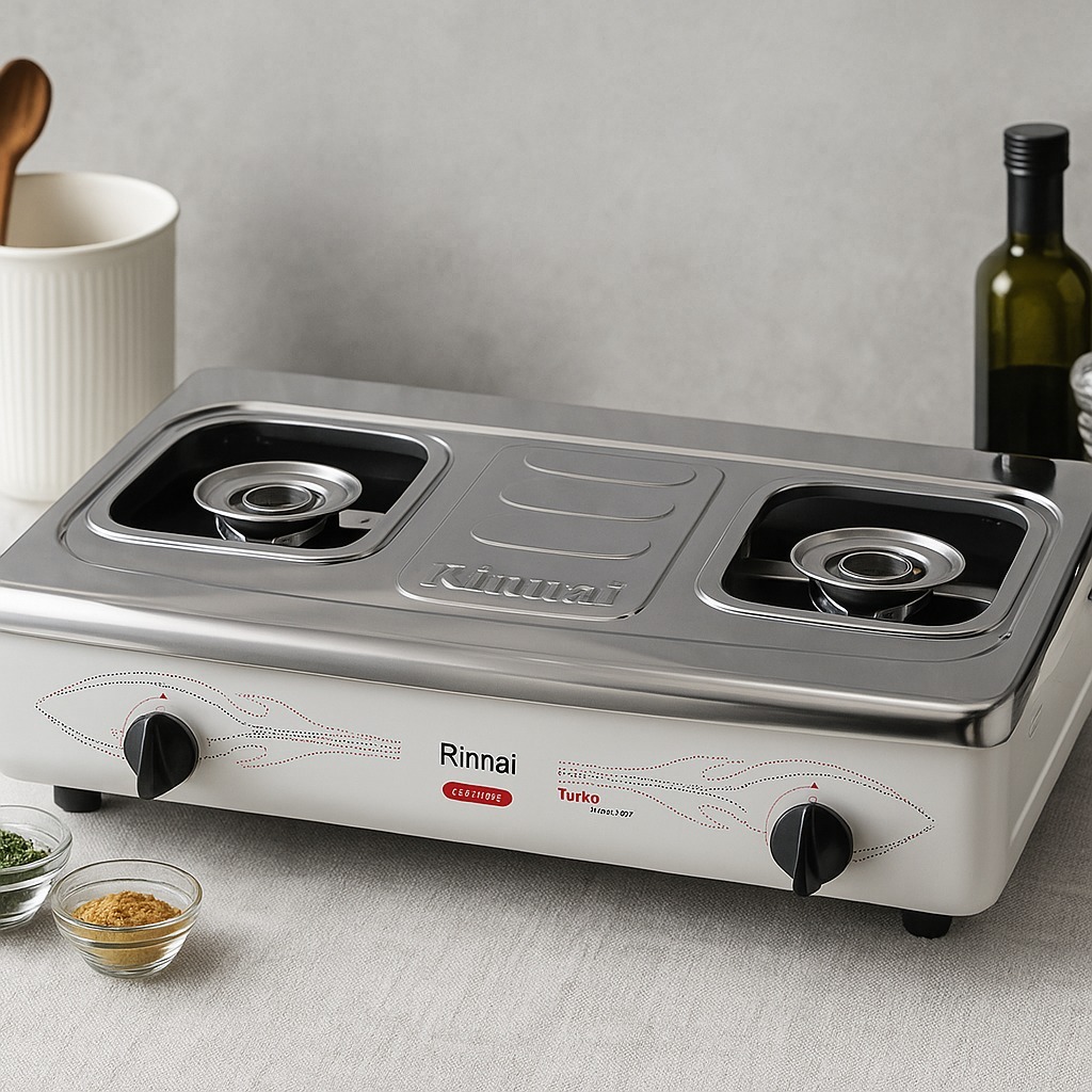 KOMPOR GAS RINNAI RI 712T - 2 TUNGKU STAINLESS API TURBO HEMAT GAS | RINNAI 712T ORI