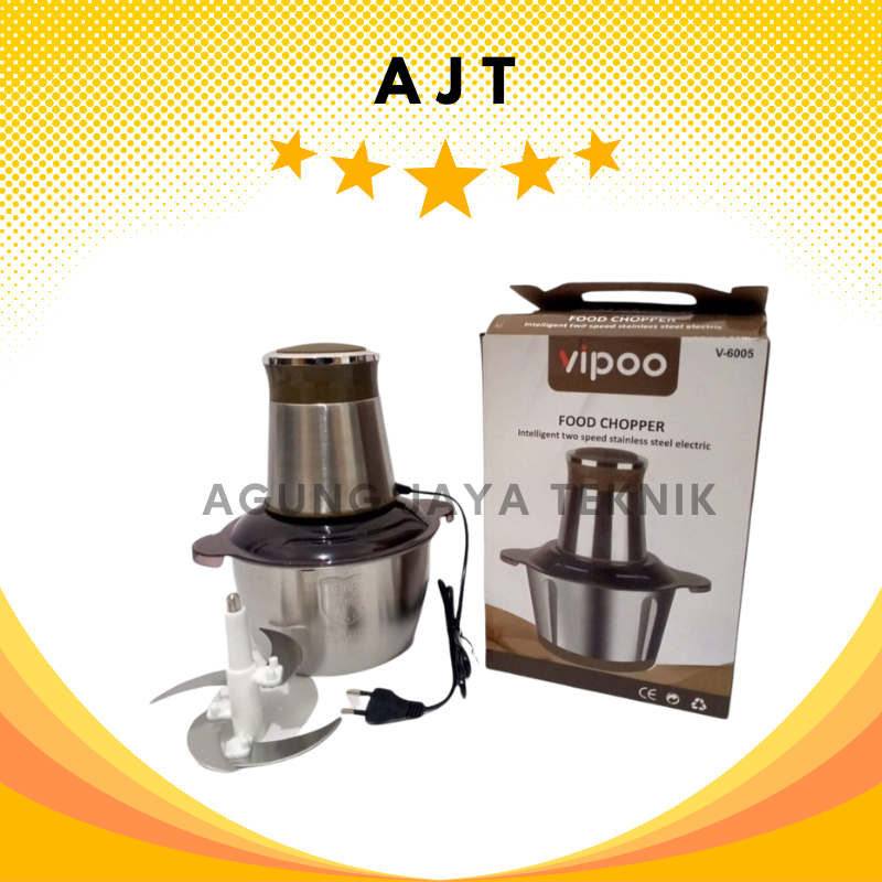 Chooper VIPOO V-6005 Staninless Steel Kapasitas 2 Liter / Blender Chopper Daging Vipoo V 6005 Stainl