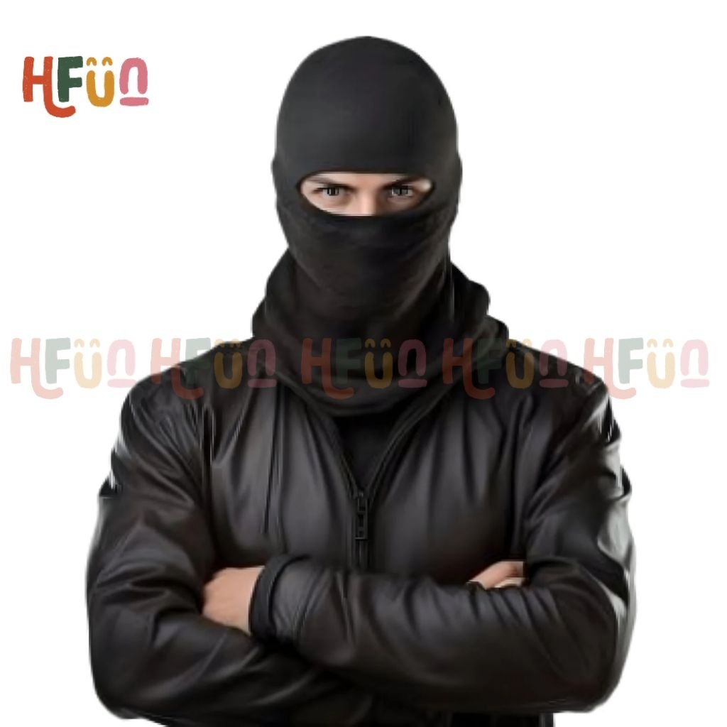 Hfun Topeng Balaclava Hitam Full Face | Masker Ninja | Pelindung Wajah Multifungsi | Topeng Penyamar